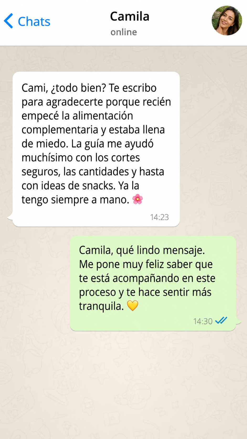 Mensaje de mamá agradeciendo por el Mapa